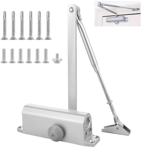 Chiudiporta automatico per porte scorrevoli, velocità regolabile silenziosa, posizionamento a 180 gradi, ideale per uso domestico e commerciale, supporta fino a 45 kg di peso