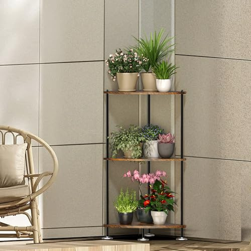 Étagère d'angle à 3 niveaux en bois pour décoration de salon, support de plantes pour chambre, salle de bain, bureau, cuisine