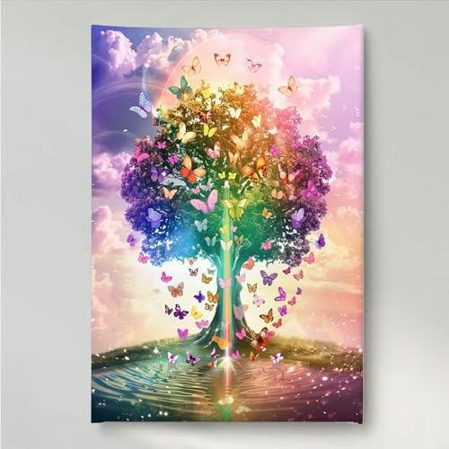 YEYUMEOZ 5D Diamond Painting Mariposa, áRbol Pintura de Diamante Adultos, DIY Cristal Diamante Painting, Kit de Arte de Mosaico, Ideal para Principiantes, Para Decoración De Hogar, Regalo PjY2669 4-4