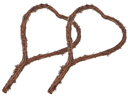 SHINEOFI 2 Piezas Guirnaldas de Ratán Forma Corazón Unidades Anillos Tejidos Mano con Asa para Decoración DIY Puertas y Tiendas Naturales y Duraderas para Adornos Festivos