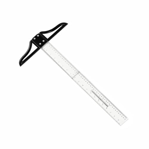 T-Square 50 cm/20 tum klar akryl T-linjal med dubbelsidiga markeringar, avtagbar design, idealisk för teckning, arkitektur, quiltning och sömnad