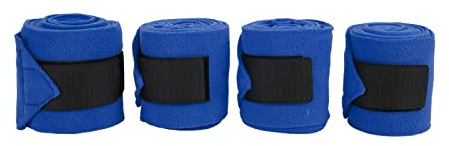 TZOXTLH 4 pièces enveloppement de jambe de cheval auto-adhésif Double face en polaire bandages de jambe de cheval pour l'entraînement et l'exercice (Bleue)