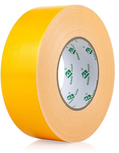 BOMEI PACK 1 rollo de cinta adhesiva amarilla reforzada de tela gruesa de 50 mm x 50 m, resistente al agua para conductos de tuberías, reparación de cajas de mudanza resistentes, sellado, agrupación