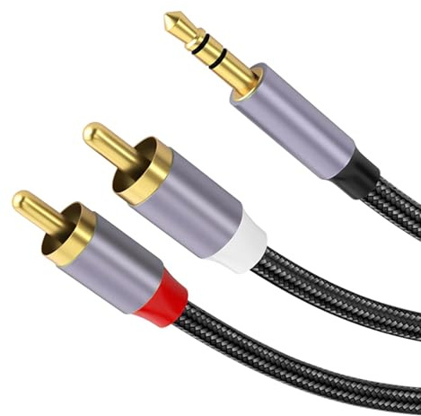 BOGCLEE Cavo Audio Stereo RCA a Jack Maschio 3,5 mm Nero, Filo Ausiliario di Alta Fedeltà per Amplificatore, Controller DJ, Smartphone, Automobile