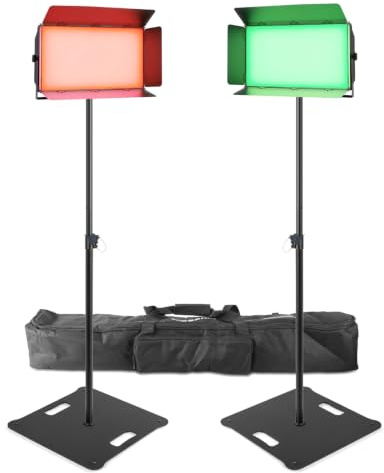 2x BeamZ SFP300C LED Panel Softbox Photography Lights with Stands, RGBAL Studio Light Panel Kit, 2700K-8000K Soft Panel Light for Film Production, TV Studio Lighting