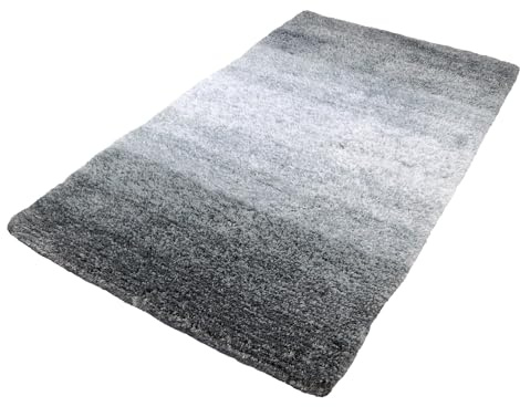 Kleine Wolke Badteppich Oslo Platinfarben 70 x 120 cm | OEKO-TEX zertifiziert, rutschhemmende Unterseite, für Fußbodenheizung, maschinenwaschbar, 100% Polyester