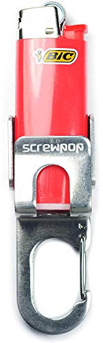 Screwpop Bic MINI Lighter Holder Keychain Multi Tool with Carabiner Clip and Bottle Opener Stainless Steel Construction (Lighter Not Included)