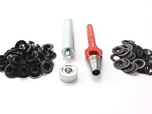 Profi Ösenset 8mm + 50 Ösen brüniert schwarz Locheisen Ösenwerkzeug Ösenstempel