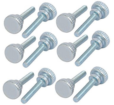 sourcing map 12 Stück Kohlenstoffstahl Flach Rändelkopf Nivellierfuß Rändelschraube M4x20mm DE de