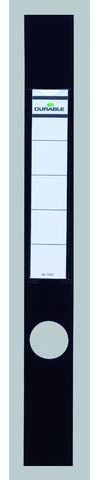 DURABLE Rückenschild ORDOFIX®, selbstklebend, Kunststoff, schmal/lang, 40 x 390 mm, schwarz (10 Stück), Sie erhalten 1 Packung á 10 Stück