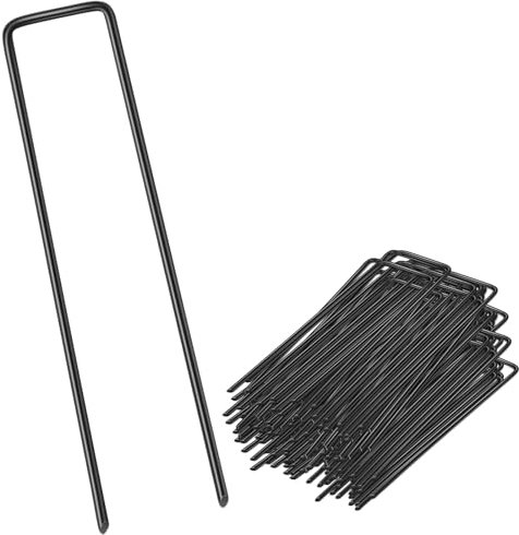Tent Pegs Metal for Weed U-Shaped Ground Pegs Heavy Duty Garden Pegs Stakes Membrane Pegs for Artifical Grass, Black.