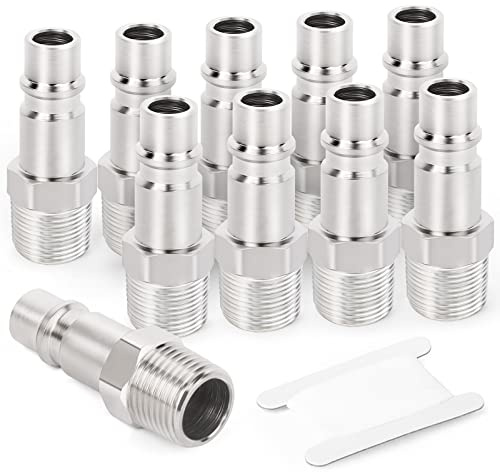 GASHER 10PCS 3/8-Inch NPT Male Industrial Air Tool Fitting, 3/8-Inch High Flow Pneumatic Plugs Max Working Pressure 300PSI