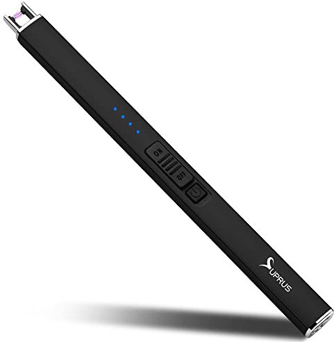 SUPRUS elektrisk tändarbåge flamlös USB-uppladdningsbar tändare med säkerhetslås för ljus BBQ camping (svart)