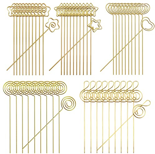 Woohome 50 Pz Foto Memo Clip Portanotas Clips, 5 Formas Soportes para Números de Mesa de Metal Clip de Tarjeta de Nota para Decoración de Mesa de Boda o Fiesta