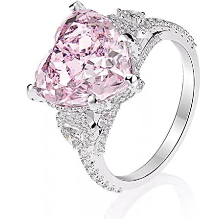Tummty 925 Sterling Silber 12 * 12mm Rosa Herz Carbon Diamant Eheringe Für Frauen Funkelnde Brautschmuck
