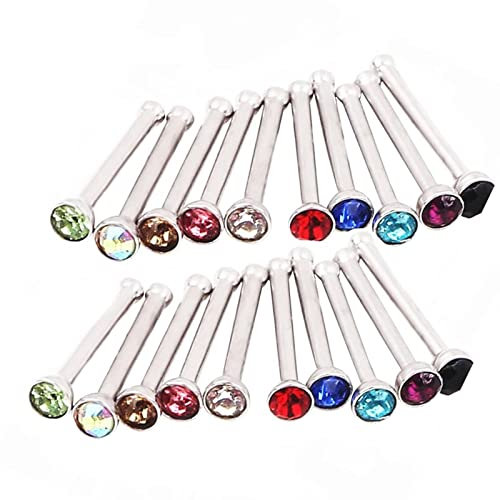 Wycian Nasenring Piercing Silber, Nasenring Piercing Set mit Zirkonia und Poliert Silber Ohrring Piercing zum Jubiläum Geburtstag für Frauen Männer
