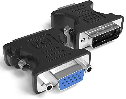 JAMEGA – DVI-A 12+5 auf VGA Adapter | DVI zu VGA Konverter Full HD 1080p 12+5 DVI Stecker zu VGA Buchse Single-Link Digital auf Analog für PC, Grafikkarten, Gaming, Laptop, Monitore, Beamer 2er Set
