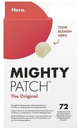 Mighty Patch Original Spot Patches by Hero Cosmetics, Day & Night Time Acne Treatment, Clear Spot Remover Hydrocolloid Patches, Anti Acne Dots, Spot Treatment Pimple Stickers - 72 Pimple Patches