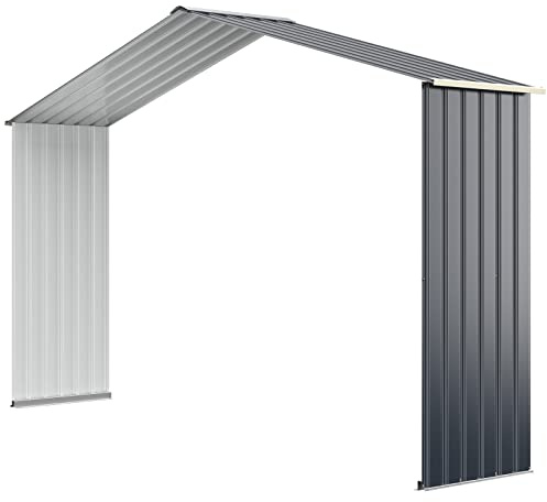 COSTWAY Erweiterungsbox Gerätehaus Metall, 340 x 64 x 210 cm, Geräteschuppen abschließbar, Gartenhaus mit 4 Luftschlitzen & Schiebetür, Garten Schuppen, Metallschuppen Geräteschuppen Outdoor