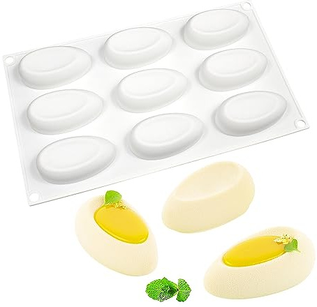 Moule à gâteau mousse française en silicone 3D Baker DIY chocolat savon bougie moule, 9 trous et demi oeuf