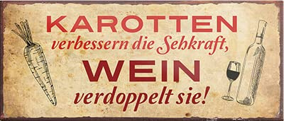 schilderkreis24 – Magnet Lustiger Wein Spruch “Karotten verbessern die Sehkraft“ Deko Geschenkidee Mann Frau 9,3x4cm
