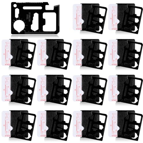 WILLBOND 24 juegos de herramientas de bolsillo de supervivencia 11 en 1 de acero inoxidable para tarjetas de crédito, multiherramienta, cartera, tarjeta de bolsillo, báscula multiusos, herramienta de