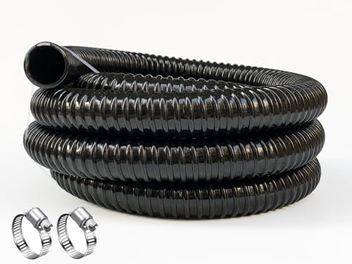 PEISONGFEI Teichpumpe, 3,8 cm (1 1/2 Zoll), Wellwasserschlauch, schwarz, PVC, starker, flexibler Schlauch, 3 m