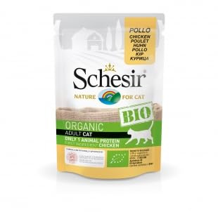 SCHESIR Bio Nourriture humide pour chats 16 sachets x 85 g (poulet sur patiné adulte)