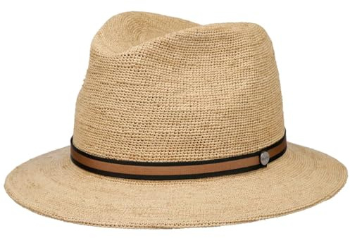 Borsalino Packable Crochet Strohhut Sommerhut Sonnenhut Strandhut Damen/Herren - Made in Italy mit Ripsband Sommer Frühling-Sommer - 57 cm Natur-braun