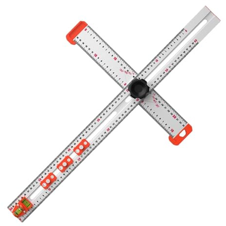 4-in-1 Bohrer Positionierungslineal | T-Quadrat-Lineal | T Quadrat Lineal 60 Cm Hochpräzises Winkellineal | verschiebbares T-Lineal aus Aluminiumlegierung zur Markierung von Winkelzeichnungen