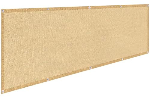 SXEVZOO Balkonsichtschutz Draußen Zaunblende HDPE UV-Schutz Balkonverkleidung Wetterfest Gartenabdeckung (220g/m²) Reißfest Terrassebespannung mit Seil (Color : Beige, Size : 70x220cm)