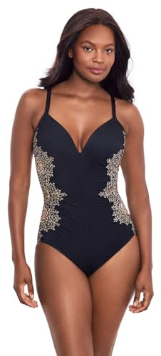 Miraclesuit Women's Swimwear Cappadocia Temptation Underwire Bra One Piece Swimsuit, Black/Multi, 16