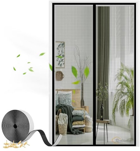 Magnet Fliegengitter Tür, Insektenschutz Balkontür Fliegenvorhang Automatisches Schließen für Wohnzimmer Terrassentür mit Klebeband-Black-B|| 70x210cm(27x82inch)