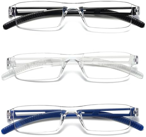 Viseng 3 Pack Randlose Lesebrille Leicht und Bequem Anti Blaulicht Lesehilfe Ultraleicht Rahmenlose für Herren und Damen Modische Brillen klarer rechteckigem 2.0