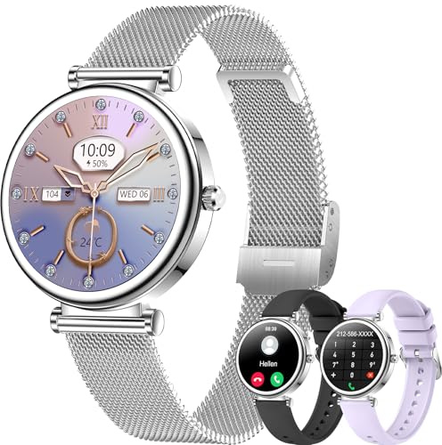 Betatree Montre Connectée Femme avec Appel Bluetooth, 1,27 Smartwatch Cardiofrequencemetre Cycle Menstruel SpO2 Suivi Sommeil, 120+ Modes Sport IP67 Podometre Montre Sport pour Android iOS Argenté