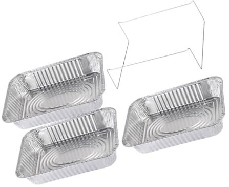 Garneck 4piezas Bandejas De Desechables para Barbacoa con Tapa y Soporte Pack para Hornear y Llevar Comidas