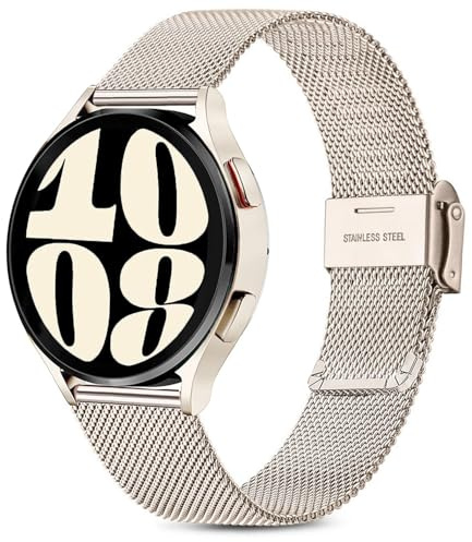 Issinlky Klockarmband för Samsung Galaxy Watch 4, 20mm Metallband i Rostfritt Stål för Galaxy 7/FE/6/5/4 40mm 44mm /6 Classic/4 Classic/5 Pro/3 41mm/Active 2/42mm