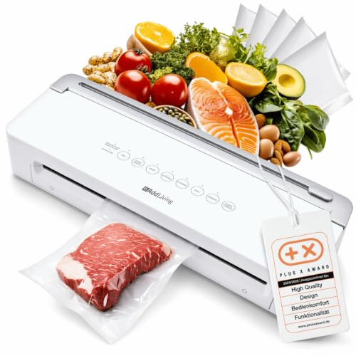 AddLiving Vakuumierer | Vakuumiergerät für Lebensmittel | Inkl. 5 Vakuumbeutel (20 x 30 cm) | Vacuum Sealer Machine | Automatisches Folienschweißgerät | Touch Panel | Soft- & Obst/Gemüse Funktion