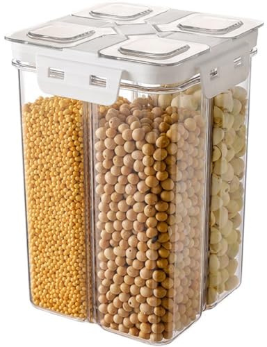 HiyyFloy 4 Grids Sealed Jar Cereal Storage Box Airtight Food Storage Containers Fresh Keeping Box Food Storage Container for Grains