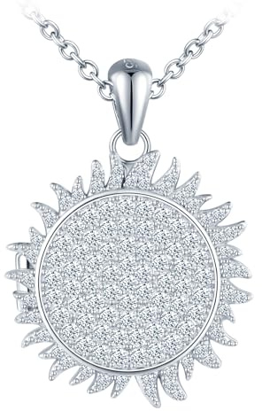 Yumilok Halskette Damen Kette Silber 925 Anhänger Sonne Sonnenschein you are my sunshine Medaillon zum Öffnen für Bilder