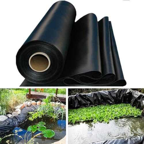 3 x 4 m schwarze Teichfolie, langlebiges und flexibles Material für Fisch- oder Koiteiche, Wasserspiele und Wassergärten, leicht zu schneidende Unterlage für Wasserfallbasen und Brunneninstallation