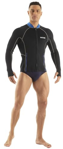 SEAC Lover Man Jacket, långärmad superstretch neoprenjacka med dragkedja fram, för snorkling, simning, surfing, kanotpaddling och vattensporter