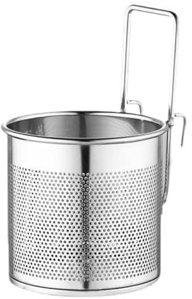 MagiDeal Panier à pâtes en Maille, passoire à Nouilles, Crochet de Suspension latéral, écumoire Ramen Robuste, passoire à Aliments en Maille pour la Cuisson, 10x11cm Argent