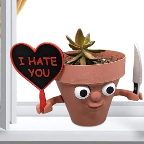 GkgWuxf Pot de Fleurs en Forme de Visage | Homme en colère avec Cutter Cactus Pot de Fleurs – Décoration d'intérieur et d'extérieur