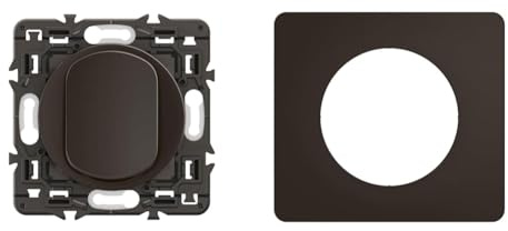 LEGRAND - Interrupteur lumineux Céliane 10AX enjoliveur Noir, support et voyant avec Plaque Céliane 1 poste - Noir Mat emballage GD
