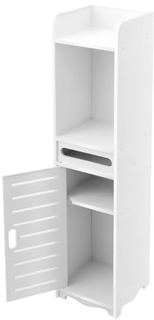 POTYYH Badezimmerschrank, Badschrank schmal PVC Toilettenschrank Hochschrank für Badezimmer, Wohnzimmer, Arbeitszimmer, Schlafzimmer, Küche, 20x20x80cm, Weiß