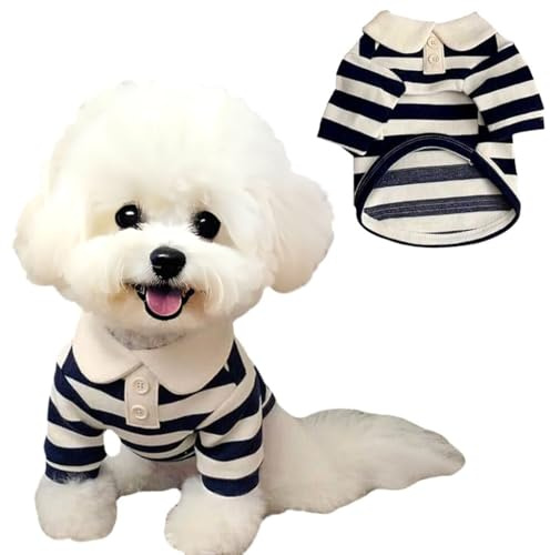 AgoumLux Chemises pour Chiens Polo d'été à Rayures pour Petits Chiens T-Shirt à Manches Courtes Respirant Vêtements pour Animaux Filles et Garçons