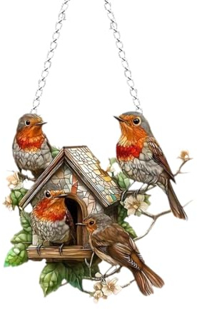 KEMUZ Fensterdeko Hängend – Elegante Vogeldécor aus Hochwertigem Acryl mit Kette, Perfekte Fenster Deko für Zuhause, Büro oder Geschenk – Einfach Aufhängen & Sofort Ambiente Verändern (1 Stück)​