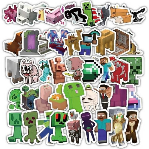 60PCS MC Game Stickers for Kids,Boys,Waterproof Vinyl Cartoon Stickers for Scrapbooking,Water Bottle Laptops Aesthetic Scrapbook Luggage Sticker School Rewards Party Favors