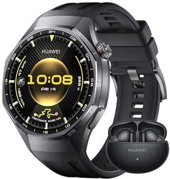 HUAWEI WATCH GT 6 Pro 46mm Black + FreeBuds 6i Black, 1.47''AMOLED Touchscreen, up to 21 days battery life, Pro-level Cycling, 100+ Sports Mode, iOS & Android, ECG Analysis